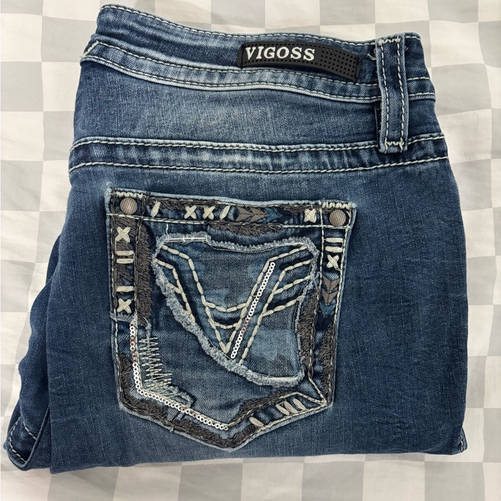 Vigoss Women's Blue Embellished Jeans